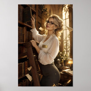 Golden Library Muse Portrait Wall Poster