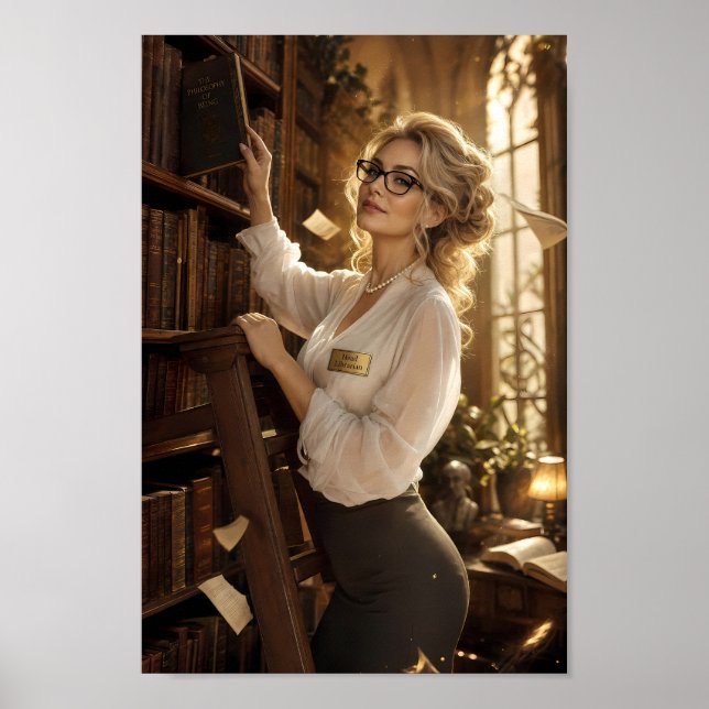 Golden Library Muse Portrait Wall Poster (Front)