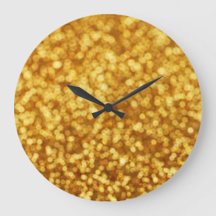 Golden Light Bokeh Abstract Background Large Clock