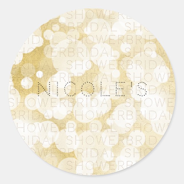 Golden Light Gold Glam Modern ANY EVENT / TEXT Classic Round Sticker (Front)