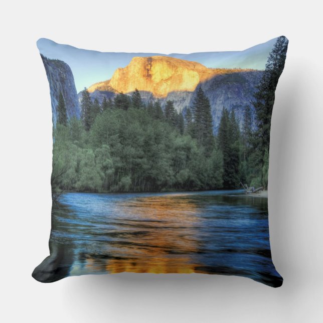 Golden Light on Half Dome Throw Pillow (Front)