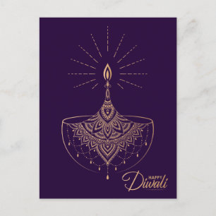 Golden Light Ornament Happy Diwali  Postcard