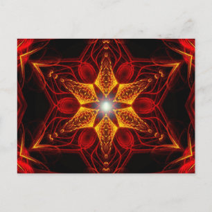 Golden Light Red Star Fractal Art Postcard