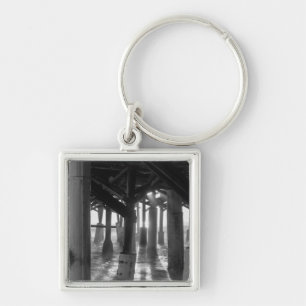 Golden Light Shines Through Grayscale Keychain