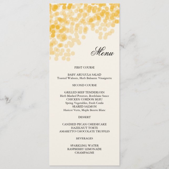 Golden Light Shower Menu Card (Front)