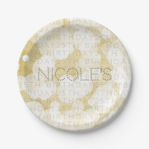 Golden Lights Gold Glam Modern ANY EVENT Custom Paper Plate