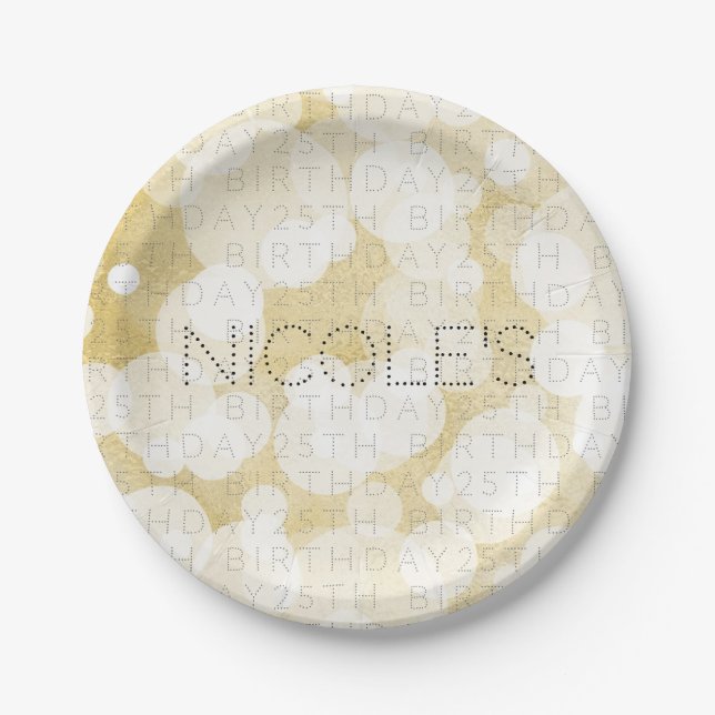 Golden Lights Gold Glam Modern ANY EVENT Custom Paper Plate (Front)
