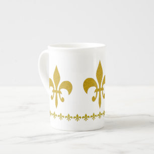 Golden Lily Border + your ideas Bone China Mug