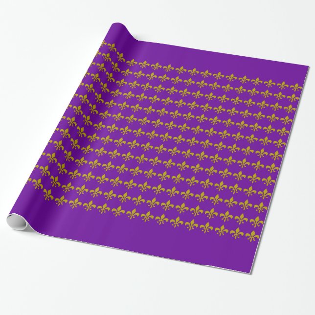 Golden Lily Border + your text & background Wrapping Paper (Unrolled)