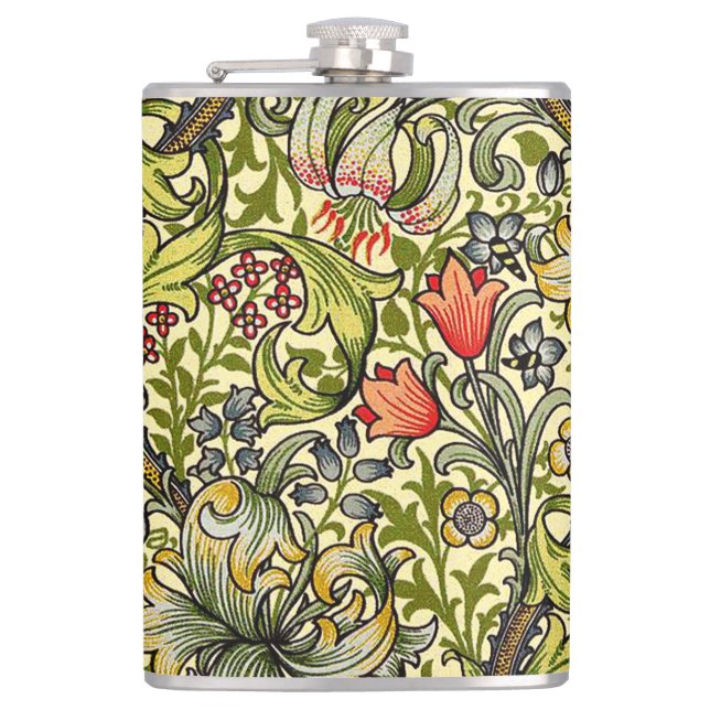 Golden Lily Coordinates Hip Flask (Front)