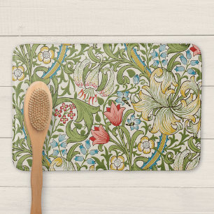 Golden Lily Floral Pattern Bath Mat
