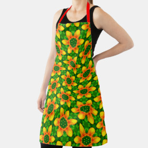 Golden Lily Pattern Apron