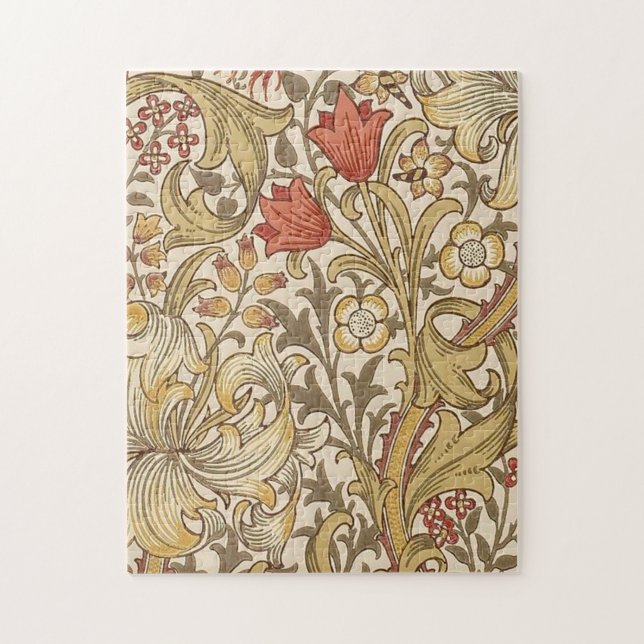 Golden Lily Pattern Version 2 By William Morris Jigsaw Puzzle (Vertical)