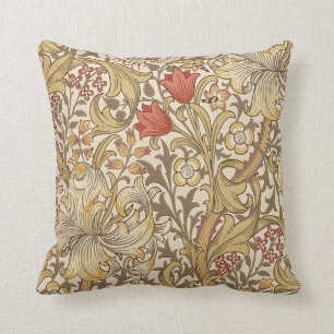 Golden Lily Pattern Version 2 By William Morris Throw Pillow