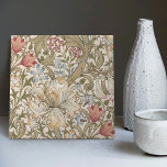Golden Lily William Morris Arts Crafts Floral Cera Tile<br><div class="desc">William Morris Lily Pattern Design. William Morris was an English textile designer, artist, writer, and socialist associated with the Pre-Raphaelite Brotherhood and British Arts and Crafts Movement. He founded a design firm in partnership with the artist Edward Burne-Jones, and the poet and artist Dante Gabriel Rossetti. This beautiful Art Nouveau...</div>
