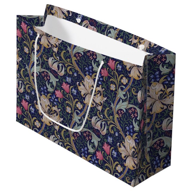 Golden Lily, William Morris Large Gift Bag (Front Angled)