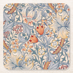 Golden Lily, William Morris Square Paper Coaster