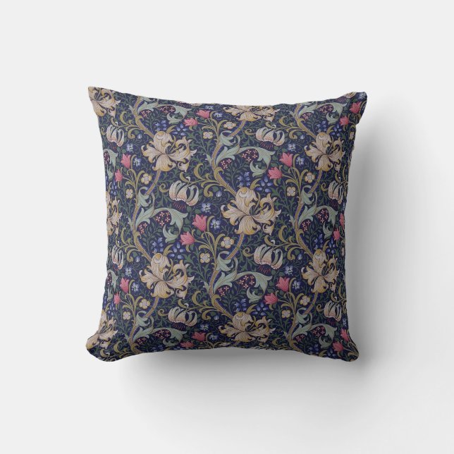 Golden Lily, William Morris Throw Pillow (Front)