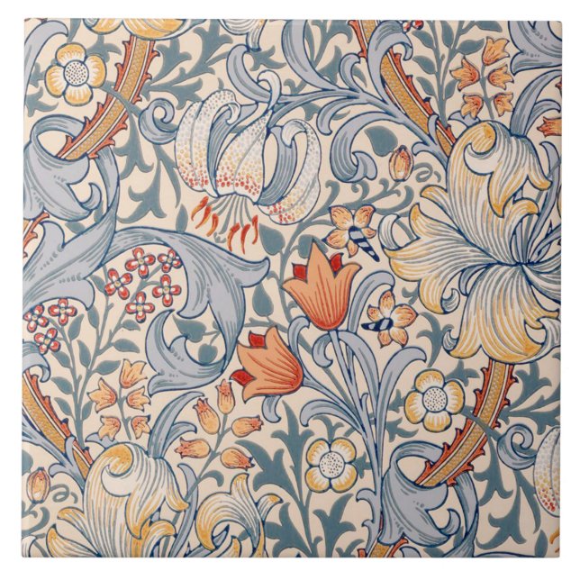 Golden Lily, William Morris Tile (Front)