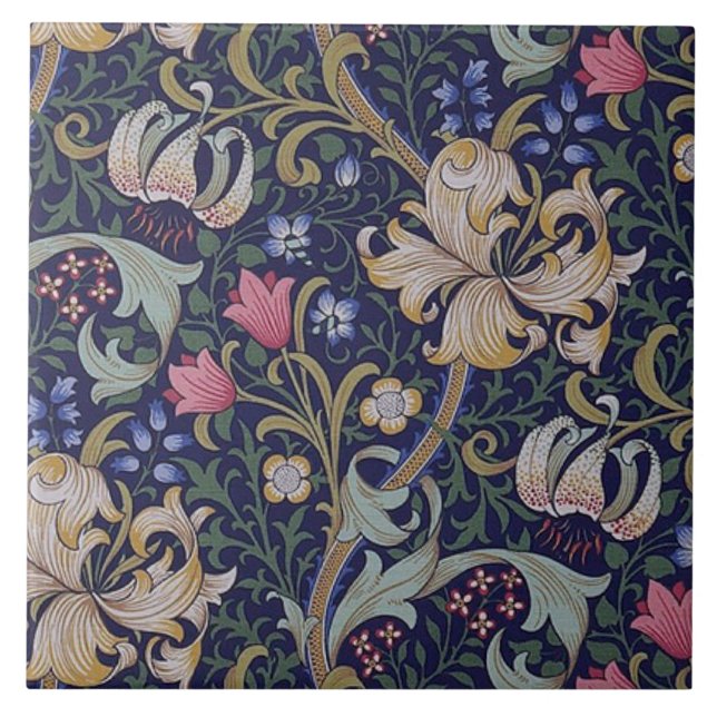 Golden Lily, William Morris Tile (Front)