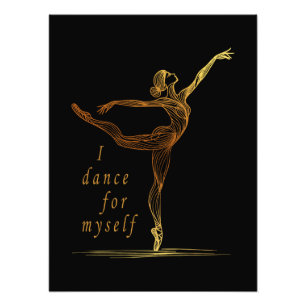 Golden Line Art Ballerina - I Dance For Myself Photo Print