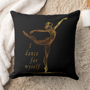 Golden Line Art Ballerina - I Dance For Myself Throw Pillow