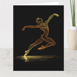 Golden Line Art Ballet Dancer Elegant Illustration Thank You Card
