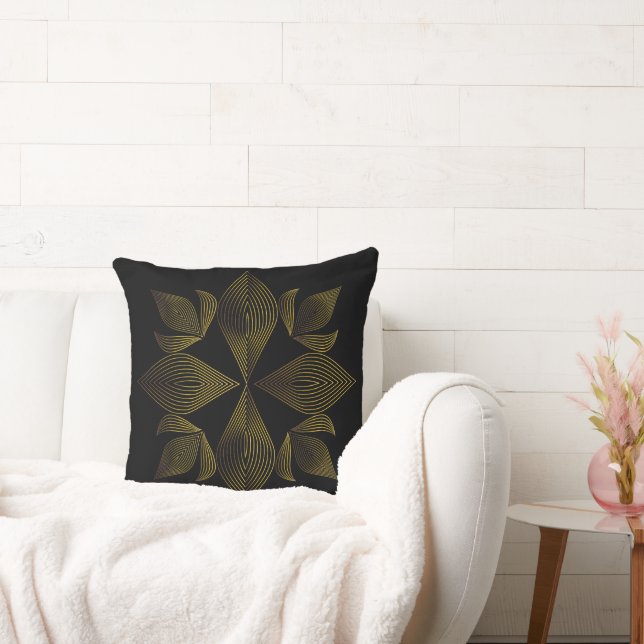 golden line flower petal throw pillow (Couch)