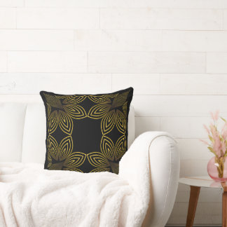 golden line flower petal throw pillow