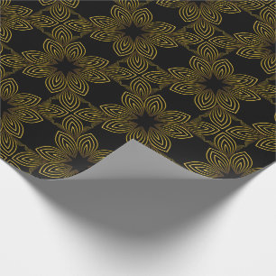 golden line flower petal wrapping paper