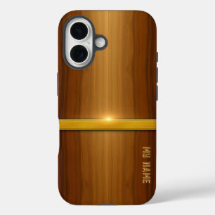 Golden Line Luxury Wood iPhone 16 Case