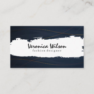 Golden Lines Dark Blue Background Business Card