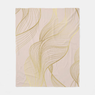 Golden Lines: Luxury Vintage Pattern. Fleece Blanket