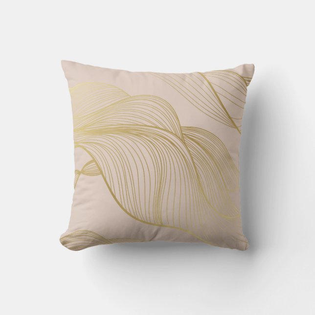 Golden Lines: Luxury Vintage Pattern. Throw Pillow (Front)