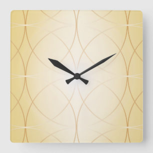 Golden lines square wall clock