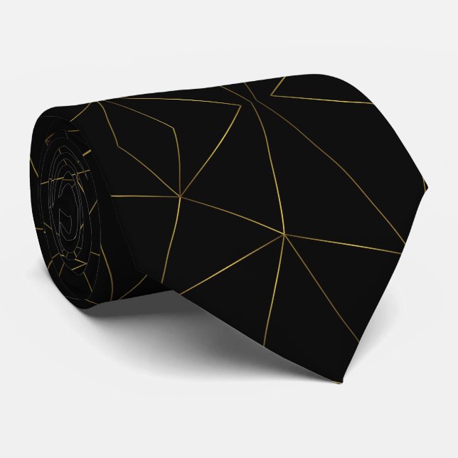 Golden lines with black background tie (Rolled)