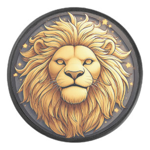 🦁 Golden Lion Cosmic Circle Hockey Puck Gift ✨