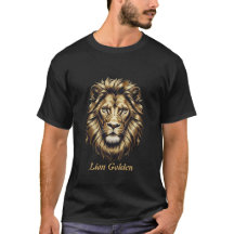 Golden Lion Face T-Shirt – Elegant Black & Gold Li