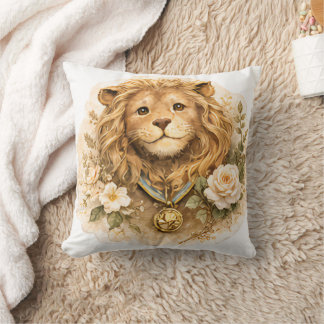 Golden Lion Fairytale Throw Pillow