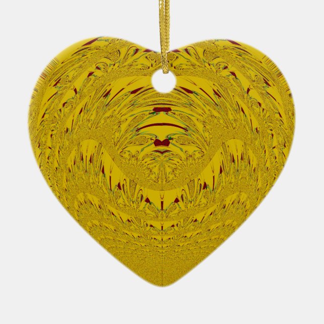Golden Lion Head Art Print Ceramic Ornament (Front)