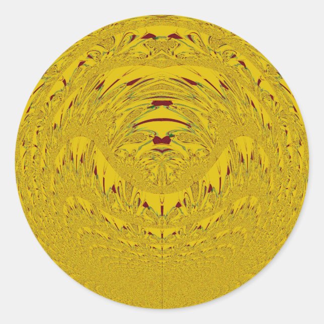 Golden Lion Head Art Print Classic Round Sticker (Front)