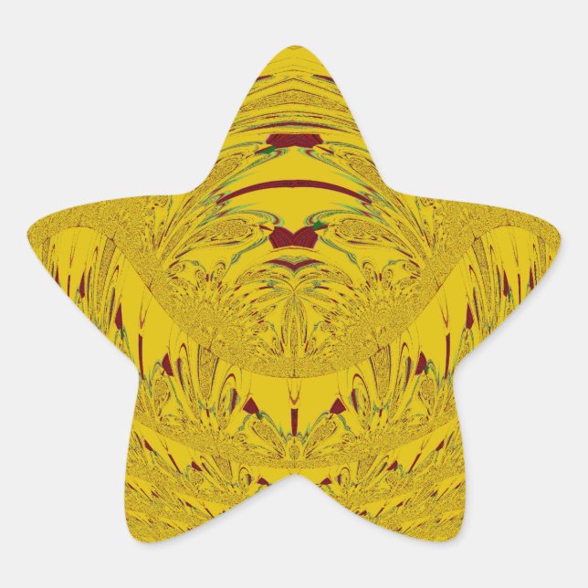Golden Lion Head Art Print Star Sticker (Front)