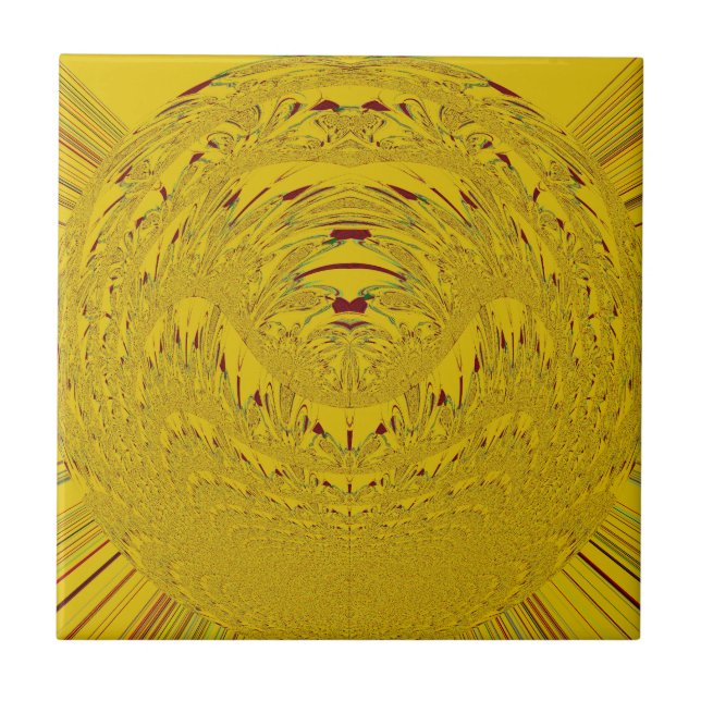 Golden Lion Head Art Print Tile (Front)