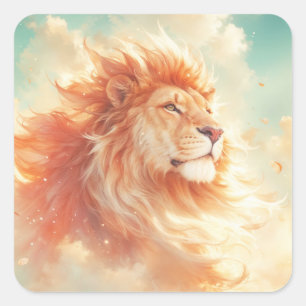 Golden Lion of the Radiant Skies Square Sticker