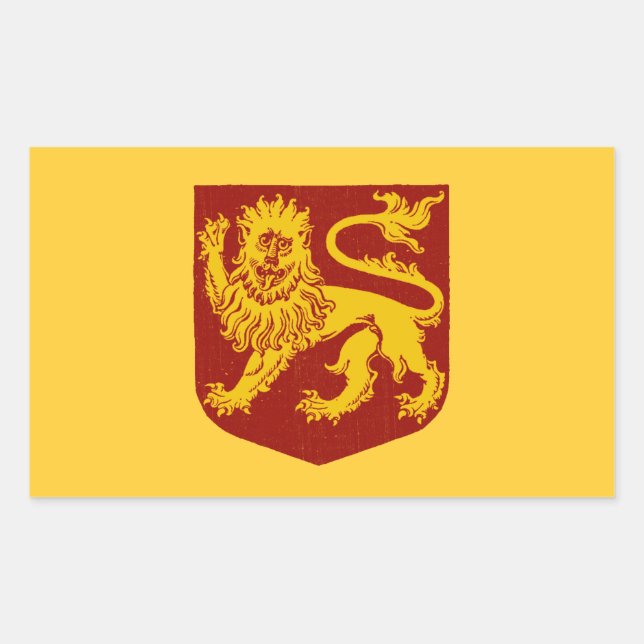 Golden Lion on Red Shield Heraldry Sticker (Front)