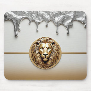 Golden Lion Symbol Luxury Metal Style 🦁 Mouse Pad