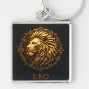 Golden Lion Symbol Representing Strength, Zodiac Keychain