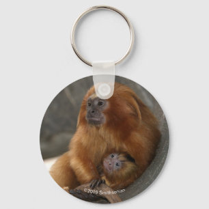Golden Lion Tamarin with Baby 2 Keychain
