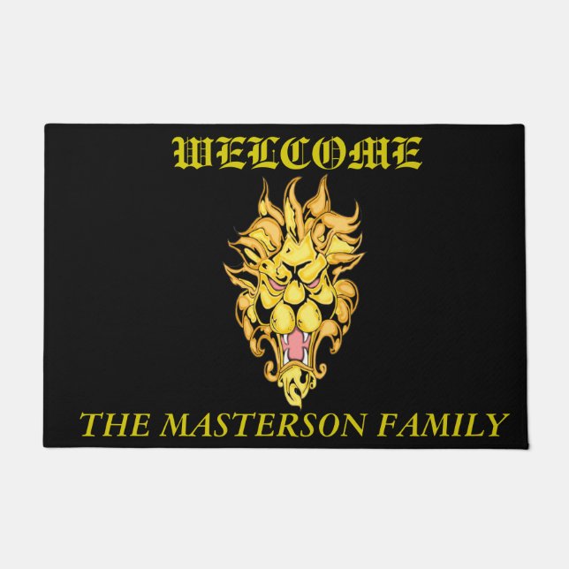 Golden Lion Welcome Mat (Front)