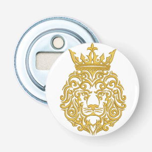 Golden Lion with Crown - Majestic Embroidery Style Bottle Opener